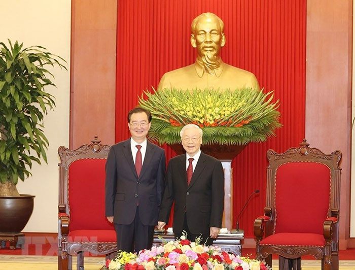 Tổng Bí thư Nguyễn Phú Trọng tiếp Bí thư Tỉnh ủy Vân Nam (Trung Quốc)